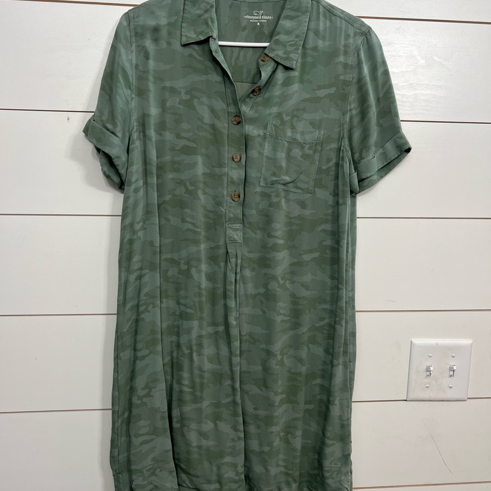 Vineyard Vines Olive Camouflage Mini Dress